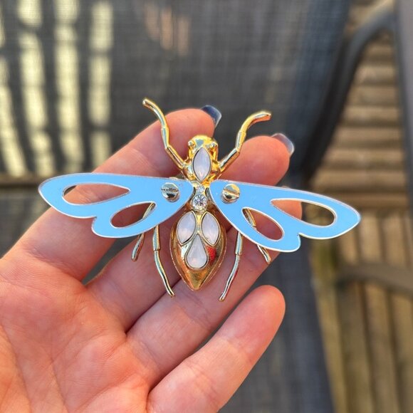 Large Gold & Silver Toned Fly Insect Brooch - Picture 3 of 6